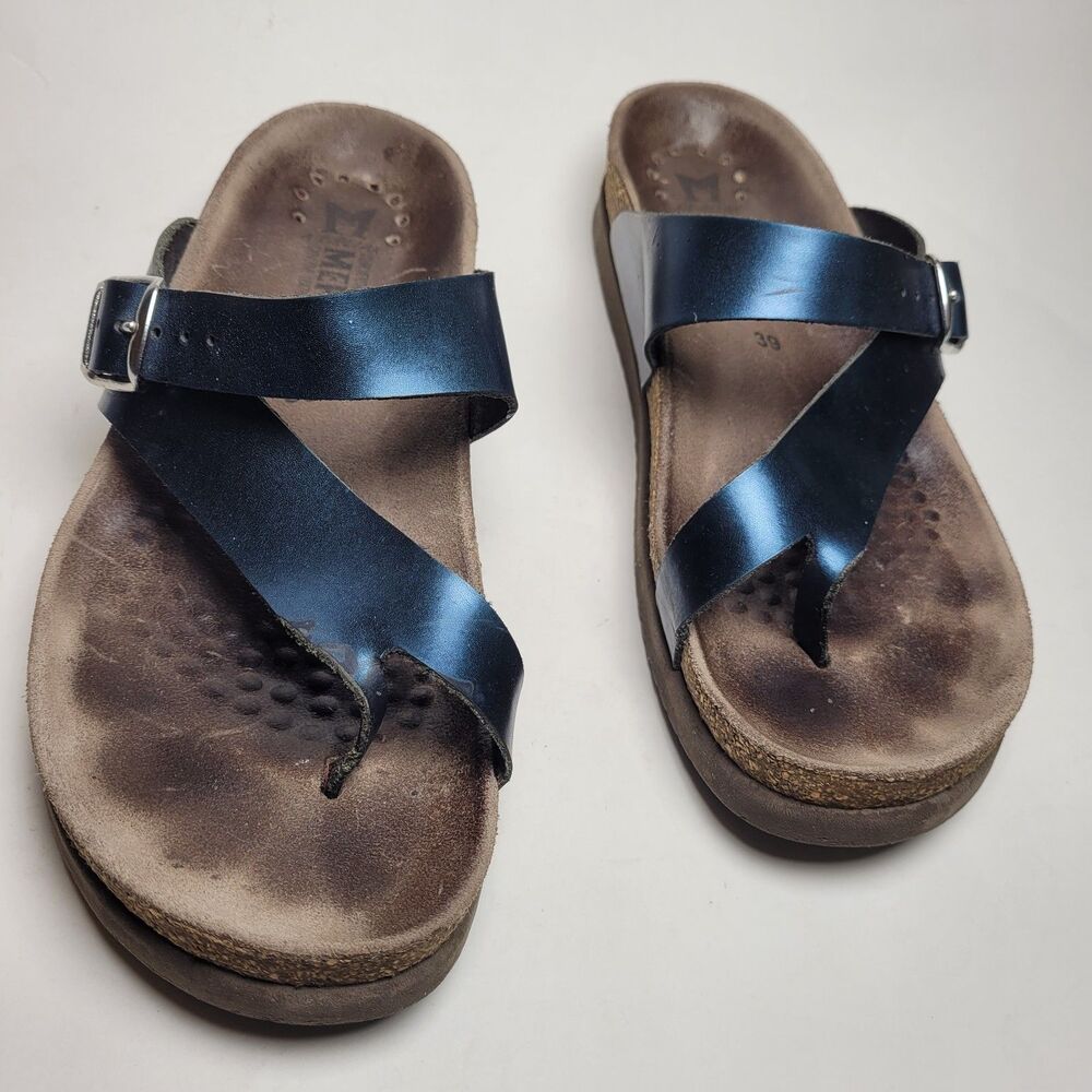 Mephisto Sandal Helen Metallic Blue Women 9 (EU39) Summer Walking Casual Vacatio